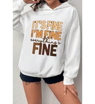 Unisex Oversize Fine Baskılı Sweatshirt (Beyaz)
