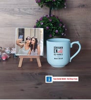 Kız Kardeş Fotoğraflı Dekoratif Taş, Kupa Bardak Beyaz Hediye (Model 5)