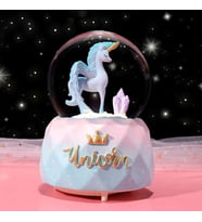 Unicorn Işıklı Müzikli Püskürtmeli Büyük Boy Kar Küresi (Mavi)