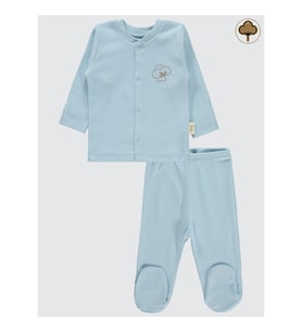 Civil Baby Bebek Organik Pijama Takımı 0-6 Ay Mavi (Mavi)