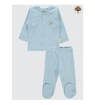 Civil Baby Bebek Organik Pijama Takımı 0-6 Ay Mavi (Mavi)