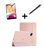 Apple iPad Pro 11 1. 2. 3. 4. Nesil Kılıf Set PU Deri Smart Tablet Kilifi Ekran  (Rose)