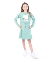 Toontoy Kız Çocuk Bel Kordon Geçişli Yazı Baskılı Elbise (Kırmızı)