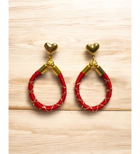 Handcraftedbyoz, Sevgililer Günü Özel, Küpe Serisi (Kırmızı-Altın)