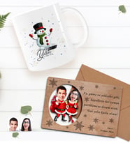 BK Gift Kişiye Özel Mutlu Yıllar Kupa Bardak ve Retro Ahşap Yılbaşı Tebrik Kartı Hediye Seti-2 (Siyah)