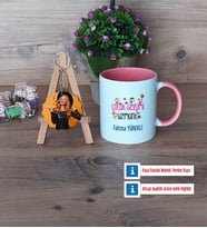 Çocuk Gelişimi Uzmanı Kupa Bardak Beyaz ve Fotoğraflı Ahşap Anahtarlık Hediye (Model 6)