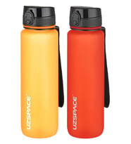 Uzspace 2'li Tritan Matara Seti 1000 ml Büyük Boy 14 Farklı Renk Seçeneği FiftyFifty (Kırmızı-Saks)