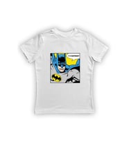 Batman baskılı pamuklu penye kumaş yazlık çocuk tişört (Beyaz)