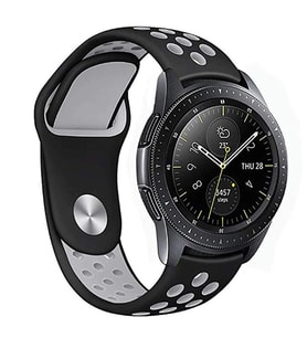 Huawei Watch GT GT2 GT3 GT4 42mm/Honor Magic 2 Kordon Delikli Spor Kordon (Gümüş-Siyah)