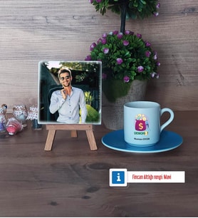 Ekonomist Fotoğraflı Dekoratif Taş, Ahşap Altlıklı Türk Kahvesi Fincanı Hediye (Model 5)