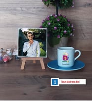 Ekonomist Fotoğraflı Dekoratif Taş, Ahşap Altlıklı Türk Kahvesi Fincanı Hediye (Model 5)