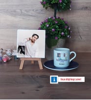 Yazılım Geliştirme Uzmanı Fotoğraflı Dekoratif Taş, Ahşap Altlıklı Türk Kahvesi Fincanı Hediye (Model 4)