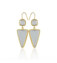 Kadir Jewellery 22 Ayar Altın Kaplama Kadın Sallantılı Küpe -El İşçiliği Ve Hipoalerjenik Küpe (Gri)