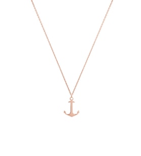Kişiye Özel 925 Ayar Gümüş Çapa Kolye (Rose)