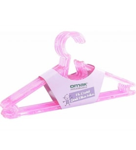 12'li Kristal Çocuk Elbise Askısı Bebek Askısı (Pembe)