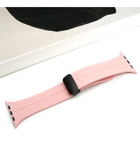 Ally Apple Watch 7-8 41mm 6-5-4 40mm Manyetik Uçlu Silikon Kayış Kordon 3-2-1 38mm (Pembe)