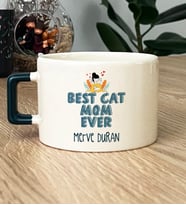 Kişiye Özel Best Cat Mom Ever Hediye Lüks Fincan En İyi Kedi Annesi (Koyu Yeşil)