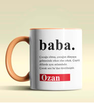 Kişiye Özel Baba Sözlük Açıklaması Tasarımlı Siyah Kupa Bardak (Turuncu)