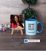 Halaya Hediye Fotoğraflı Dekoratif Taş, Kupa Bardak Beyaz Hediye (Model 4)