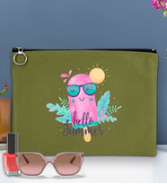 BK Gİft Yaz Temalı-5 Astarlı Portföy Çanta 30x21cm(12 Renk Seçeneği), Baskılı El Çantası, Organizer Çanta (Yeşil)