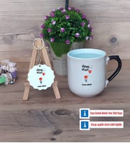 Ütopyalar Güzeldir Kupa Bardak Kırmızı ve Ahşap Anahtarlık Hediye (Model 9)