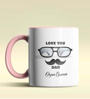 Kişiye Özel Love You Dad 2 Tasarımlı Siyah Kupa Bardak (Pembe)