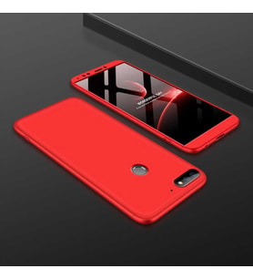 Huawei Y7 2018 Kılıf Kamera Çıkıntılı 360 Tam Koruma Ays (Kırmızı)