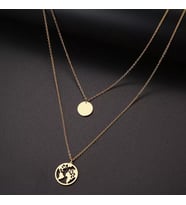 Kişiye Özel 925 Ayar Gümüş 2'li Dünya Disk Kolye (Gold)