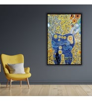 Metal Çerçeveli Cam Diş Poliklinik Tablosu Salvador Dali Yıldızlı Gece (Siyah)