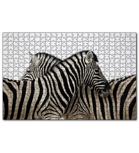 Cakapuzzle Yanyana Bir Çift Zebra  Puzzle Yapboz MDF (Ahşap) (1000 Parça)