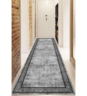 Dijital Baskılı Kaymaz Taban Yıkanabilir Modern Yolluk Ve Koridor Halısı NDU-HT-238 (Gri)