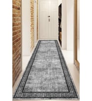 Dijital Baskılı Kaymaz Taban Yıkanabilir Modern Yolluk Ve Koridor Halısı NDU-HT-238 (Gri)