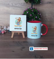 Babalar Günü Hediyesi Dekoratif Taş, Kupa Bardak Kırmızı Hediye Babaya Hediye (Model 1)
