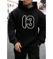 Blackstar 13 Baskılı Unisex Oversize Sweatshirt (Siyah)