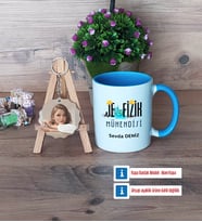 Jeofizik Mühendisi Kupa Bardak Beyaz ve Fotoğraflı Ahşap Anahtarlık Hediye (Model 4)