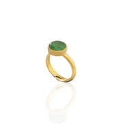 Kadir Jewellery 22 Ayar Altın Kaplama Zirkon Taşlı Kadın Minimal Yüzük (Yeşil)