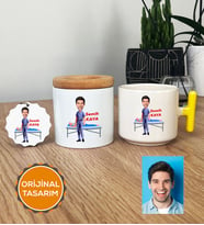 Kişiye Özel Karikatürlü Fizyoterapist Hediye Seti T Kupa, Kalemlik, Anahtarlık Erkek Fizyoterapiste Tıp Bayramı Hediyesi (Sarı)