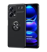 Microsonic Xiaomi Poco X5 5G Kılıf Kickstand Ring Holder Siyah Mavi (Siyah)