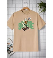 Unisex All Day Rabbit Tasarım Tshirt (Bej)