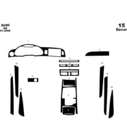 Meriç® Audi A6 Ön Torpido Kaplama Maun 15 Parça 2008-› (Piano Black)