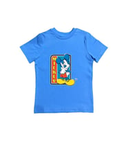 Mickey Mouse baskılı pamuklu penye kumaş yazlık çocuk tişört (Mavi)