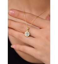 Papatya Silver 925 Ayar Gümüş Gold Kaplama Sim Toplu Güneş Kolye (Rodyum)