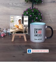 Amcaya Hediye Fotoğraflı Dekoratif Taş, Kupa Bardak Beyaz Hediye (Model 9)