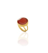 Kadir Jewellery 22 Ayar Altın Kaplama Zirkon Taşlı Kadın Otantik Yüzük (Kırmızı)