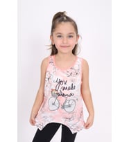 Toontoy Kız Çocuk Bisiklet Baskılı Atlet (Somon)