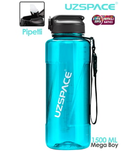 Uzspace FiftyFifty PİPETLİ MEGA BOY 1500ml Tritan Su Matarası