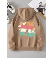 Unisex Oversize Do the things that make you Baskılı Sweatshirt (Bej)