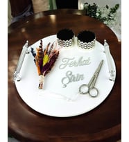Adoration Polyester Gümüş Söz Nişan Tepsisi (Gri)