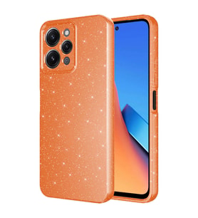 Xiaomi Redmi 12 Kılıf Kamera Korumalı Simli Lüks Koton Kılıf (Turuncu)