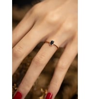 Oval Dişli Model Zirkon Taşlı 14 K Rose Altın Kaplama Yüzük (Rose)